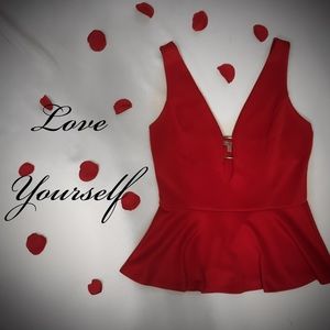 Red Peplum Top